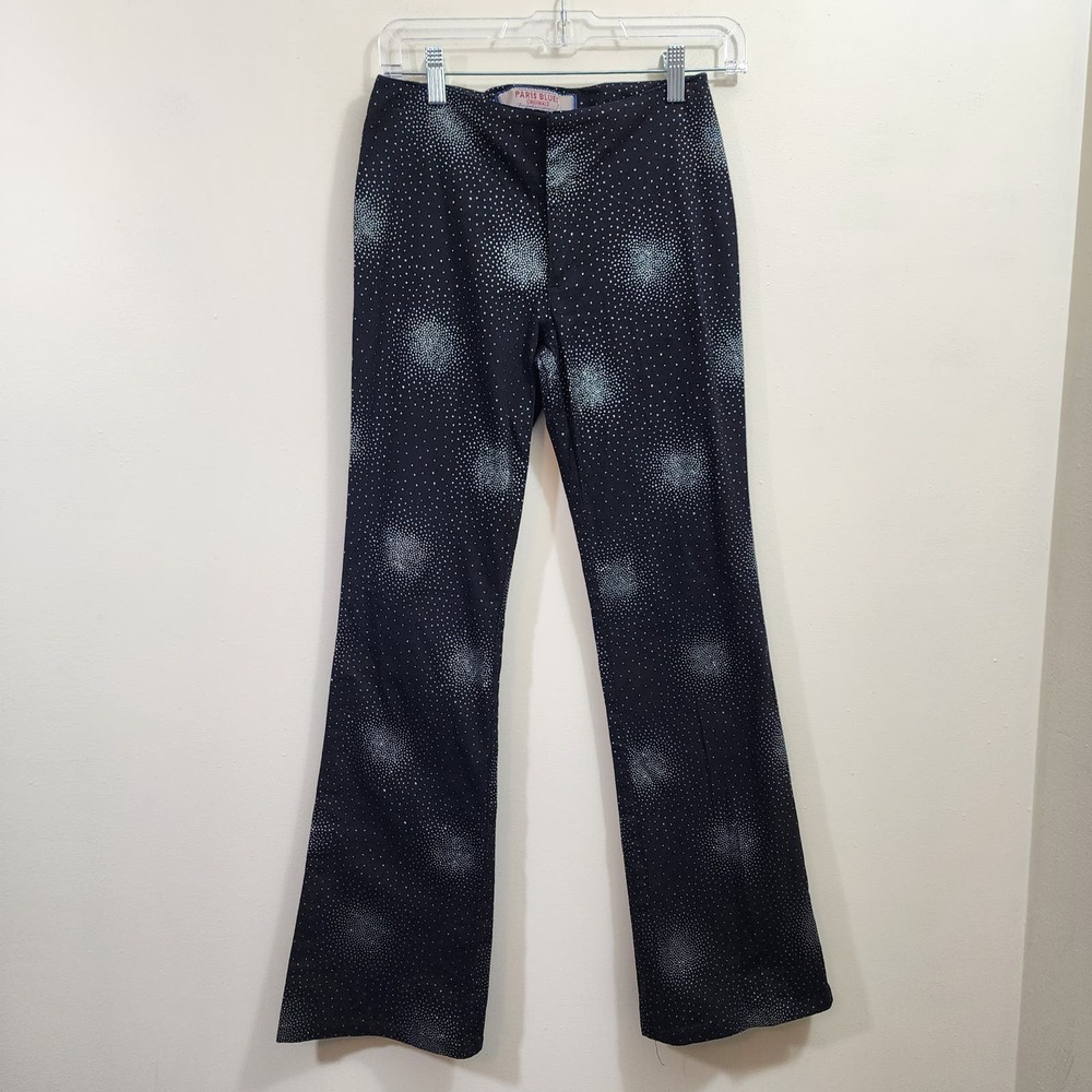 Vtg Y2K Paris Blues original sparkly starburst bootcut black jeans junior's sz 5